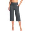 G Gradual Women’s Capri Pants with Pockets High Waist Yoga Pants Wide Leg Workout Summer Pants for Casual, Travel, Exercise(Dark Grey)