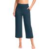 G Gradual Women’s Capri Pants with Pockets High Waist Yoga Pants Wide Leg Workout Summer Pants for Casual, Travel, Exercise(Indigo)
