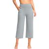 G Gradual Women’s Capri Pants with Pockets High Waist Yoga Pants Wide Leg Workout Summer Pants for Casual, Travel, Exercise(Light Grey)