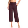 G Gradual Women’s Capri Pants with Pockets High Waist Yoga Pants Wide Leg Workout Summer Pants for Casual, Travel, Exercise(Wine)