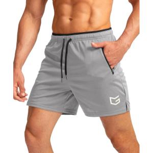 G Gradual Men’s Gym Workout Shorts Zipper Pockets 5″ / 7″ Quick Dry Breathable Runing Athletic Short for Men(Light Grey)
