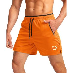 G Gradual Men’s Gym Workout Shorts Zipper Pockets 5″ / 7″ Quick Dry Breathable Runing Athletic Short for Men(Orange)