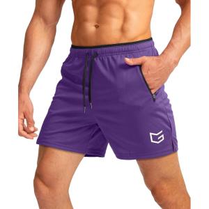 G Gradual Men’s Gym Workout Shorts Zipper Pockets 5″ / 7″ Quick Dry Breathable Runing Athletic Short for Men(Purple)