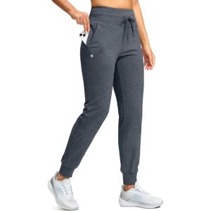 G Gradual Women’s Fleece Lined Joggers 28″/30″/32″ High Waisted Sweatpants Water Resistant Thermal Warm Pants Zipper Pockets(Dusty Blue Heather)
