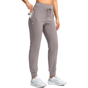 G Gradual Women’s Fleece Lined Joggers 28″/30″/32″ High Waisted Sweatpants Water Resistant Thermal Warm Pants Zipper Pockets(Dusty Grey)