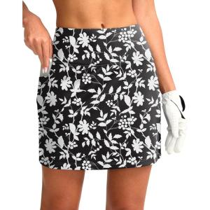 G Gradual Women’s Golf Skirts Skort 4 Side Pockets High Waisted Stretchy Tennis Skirt with Short Athletic Casual(Black Flower)