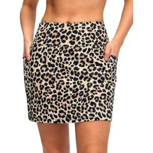 G Gradual Women’s Golf Skirts Skort 4 Side Pockets High Waisted Stretchy Tennis Skirt with Short Athletic Casual(Leopard)