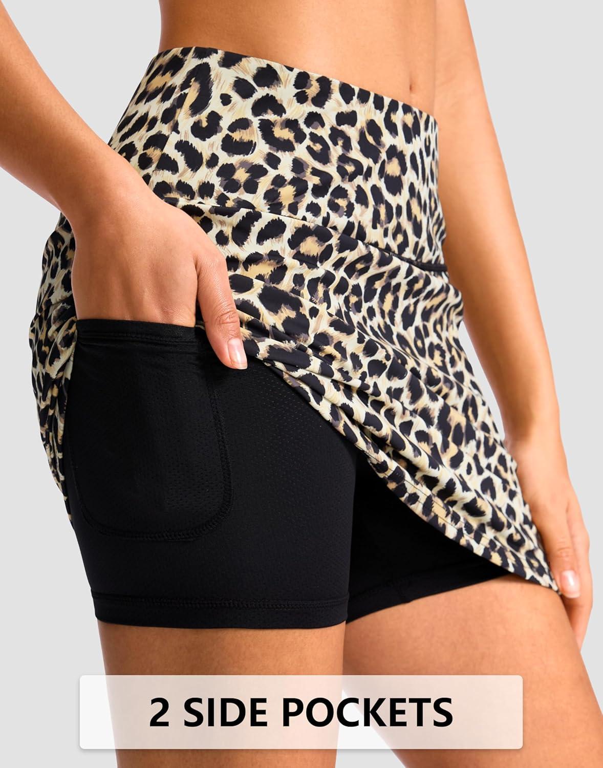 imageG Gradual 1618 Skorts for Woman Golf Skirt with 2 Pockets Stretchy High Waisted Builtin Shorts for Tennis Summer CasualLeopard