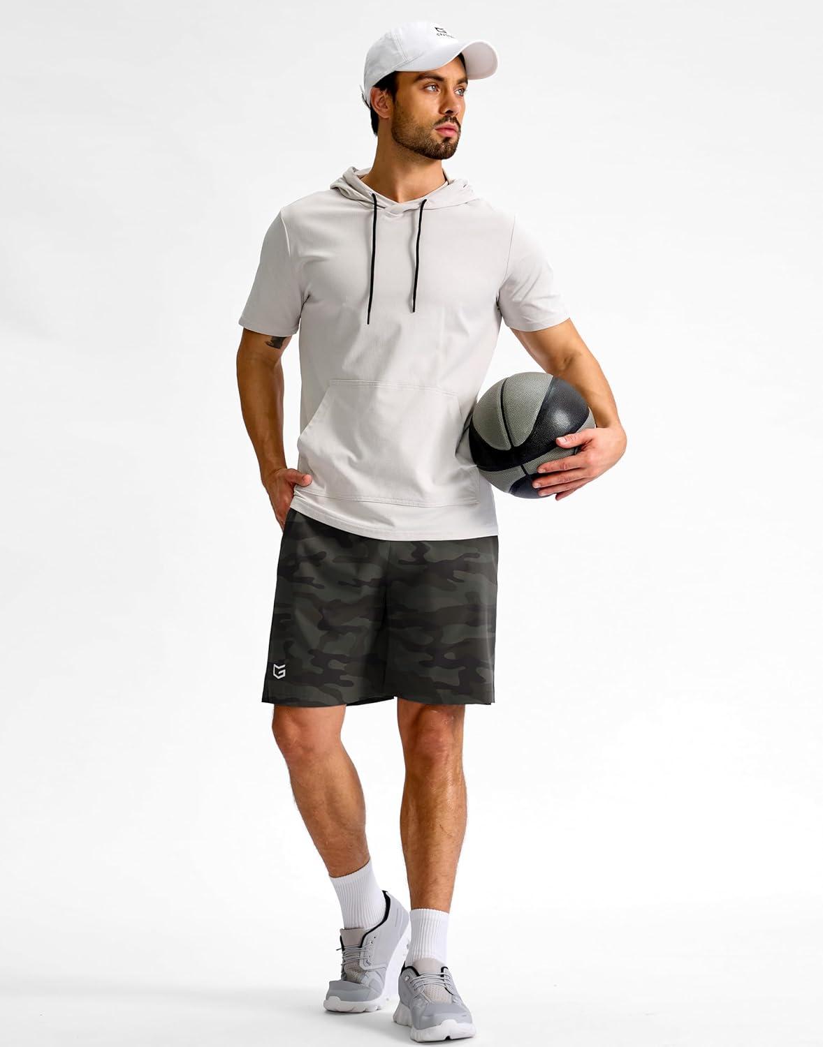 imageG Gradual Mens Athletic Running Shorts 759 Zipper Pocket Lightweight Workout Gym Quick Dry Shorts Golf Tennis HikingGreen Camo