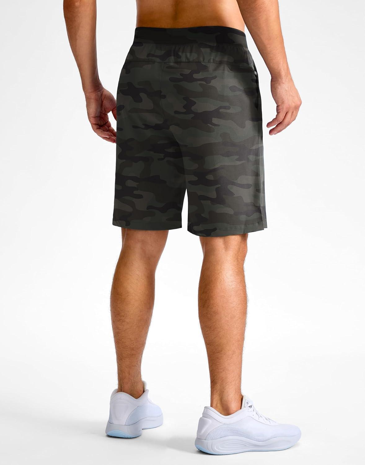 imageG Gradual Mens Athletic Running Shorts 759 Zipper Pocket Lightweight Workout Gym Quick Dry Shorts Golf Tennis HikingGreen Camo