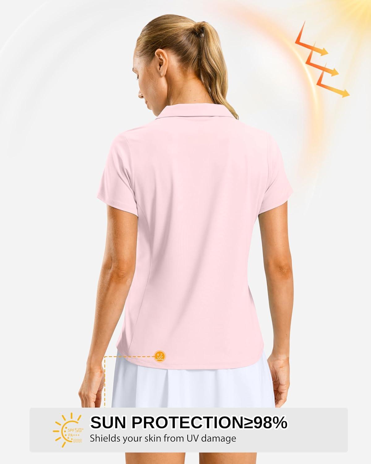 imageG Gradual Polo Shirts for Women Short Sleeve Golf Shirts V Neck Collared Top Cooling Lightweight UPF 50 Tennis Work Dry FitPeach
