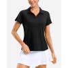 G Gradual Polo Shirts for Women Short Sleeve Golf Shirts V Neck Collared Top Cooling Lightweight UPF 50+ Tennis Work Dry Fit(Black)
