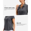 G Gradual Polo Shirts for Women Short Sleeve Golf Shirts V Neck Collared Top Cooling Lightweight UPF 50+ Tennis Work Dry Fit(Heather Charcoal Grey)