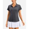 G Gradual Polo Shirts for Women Short Sleeve Golf Shirts V Neck Collared Top Cooling Lightweight UPF 50+ Tennis Work Dry Fit(Heather Charcoal Grey)