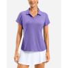 G Gradual Polo Shirts for Women Short Sleeve Golf Shirts V Neck Collared Top Cooling Lightweight UPF 50+ Tennis Work Dry Fit(Heather Dark Purple)