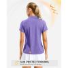 G Gradual Polo Shirts for Women Short Sleeve Golf Shirts V Neck Collared Top Cooling Lightweight UPF 50+ Tennis Work Dry Fit(Heather Dark Purple)