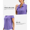 G Gradual Polo Shirts for Women Short Sleeve Golf Shirts V Neck Collared Top Cooling Lightweight UPF 50+ Tennis Work Dry Fit(Heather Dark Purple)