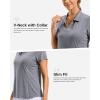 G Gradual Polo Shirts for Women Short Sleeve Golf Shirts V Neck Collared Top Cooling Lightweight UPF 50+ Tennis Work Dry Fit(Heather Grey)