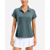 G Gradual Polo Shirts for Women Short Sleeve Golf Shirts V Neck Collared Top Cooling Lightweight UPF 50+ Tennis Work Dry Fit(Heather Grey Sage)