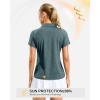 G Gradual Polo Shirts for Women Short Sleeve Golf Shirts V Neck Collared Top Cooling Lightweight UPF 50+ Tennis Work Dry Fit(Heather Grey Sage)