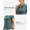 G Gradual Polo Shirts for Women Short Sleeve Golf Shirts V Neck Collared Top Cooling Lightweight UPF 50+ Tennis Work Dry Fit(Heather Grey Sage)