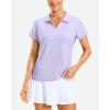 G Gradual Polo Shirts for Women Short Sleeve Golf Shirts V Neck Collared Top Cooling Lightweight UPF 50+ Tennis Work Dry Fit(Heather Light Purple)