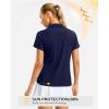 G Gradual Polo Shirts for Women Short Sleeve Golf Shirts V Neck Collared Top Cooling Lightweight UPF 50+ Tennis Work Dry Fit(Heather Navy)