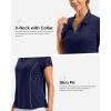 G Gradual Polo Shirts for Women Short Sleeve Golf Shirts V Neck Collared Top Cooling Lightweight UPF 50+ Tennis Work Dry Fit(Heather Navy)