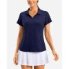G Gradual Polo Shirts for Women Short Sleeve Golf Shirts V Neck Collared Top Cooling Lightweight UPF 50+ Tennis Work Dry Fit(Heather Navy)