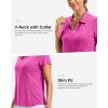 G Gradual Polo Shirts for Women Short Sleeve Golf Shirts V Neck Collared Top Cooling Lightweight UPF 50+ Tennis Work Dry Fit(Heather Rose)