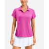 G Gradual Polo Shirts for Women Short Sleeve Golf Shirts V Neck Collared Top Cooling Lightweight UPF 50+ Tennis Work Dry Fit(Heather Rose)