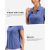 G Gradual Polo Shirts for Women Short Sleeve Golf Shirts V Neck Collared Top Cooling Lightweight UPF 50+ Tennis Work Dry Fit(Heather Royal Blue)