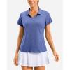 G Gradual Polo Shirts for Women Short Sleeve Golf Shirts V Neck Collared Top Cooling Lightweight UPF 50+ Tennis Work Dry Fit(Heather Royal Blue)