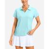G Gradual Polo Shirts for Women Short Sleeve Golf Shirts V Neck Collared Top Cooling Lightweight UPF 50+ Tennis Work Dry Fit(Heather Sky Blue)