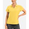 G Gradual Polo Shirts for Women Short Sleeve Golf Shirts V Neck Collared Top Cooling Lightweight UPF 50+ Tennis Work Dry Fit(Heather Yellow)