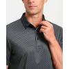 Men’s Golf Polo Shirts Dry Fit Performance Moisture Wicking Casual Print Golf Shirts for Men Breathable(Black Rectangle)