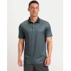 Men’s Golf Polo Shirts Dry Fit Performance Moisture Wicking Casual Print Golf Shirts for Men Breathable(Deep Grey Grid)
