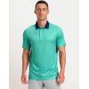 Men’s Golf Polo Shirts Dry Fit Performance Moisture Wicking Casual Print Golf Shirts for Men Breathable(Green Quadrilateral)