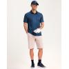 Men’s Golf Polo Shirts Dry Fit Performance Moisture Wicking Casual Print Golf Shirts for Men Breathable(Navy Grid)