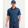 Men’s Golf Polo Shirts Dry Fit Performance Moisture Wicking Casual Print Golf Shirts for Men Breathable(Navy Grid)