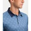 Men’s Golf Polo Shirts Dry Fit Performance Moisture Wicking Casual Print Golf Shirts for Men Breathable(Navy Quadrilateral)