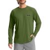 Men’s Sun Protection Shirts UPF 50+ Rash Guard for Men Swim Long Sleeve Hiking Fishing Athletic Workout Shirt(Army Green Compass)