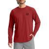 Men’s Sun Protection Shirts UPF 50+ Rash Guard for Men Swim Long Sleeve Hiking Fishing Athletic Workout Shirt(Red Black Tent)