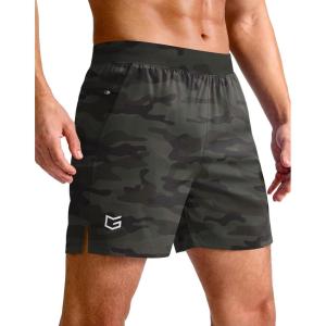G Gradual Men’s Athletic Running Shorts 7″/5″/9″ Zipper Pocket Lightweight Workout Gym Quick Dry Shorts Golf Tennis Hiking(Green Camo)