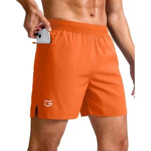 G Gradual Men’s Athletic Running Shorts 7″/5″/9″ Zipper Pocket Lightweight Workout Gym Quick Dry Shorts Golf Tennis Hiking(Orange)