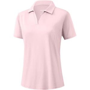 G Gradual Polo Shirts for Women Short Sleeve Golf Shirts V Neck Collared Top Cooling Lightweight UPF 50+ Tennis Work Dry Fit(Peach)