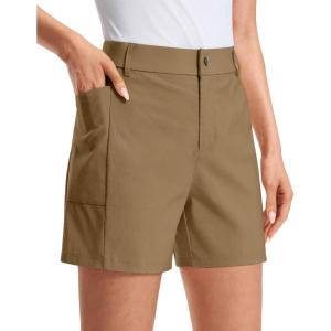 G Gradual Women’s 5″ Golf Hiking Shorts with Deep Pockets Stretchy Outdoor Womens Shorts Dressy Casual Walking Travel(Deep Khaki)
