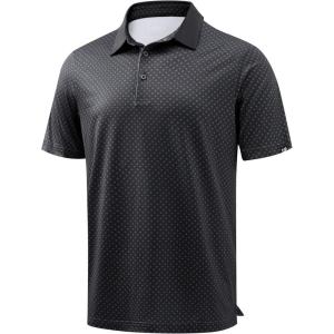 Men’s Golf Polo Shirts Dry Fit Performance Moisture Wicking Casual Print Golf Shirts for Men Breathable(Ball Holder)