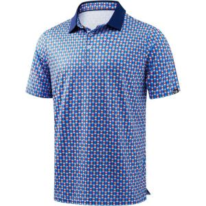 Men’s Golf Polo Shirts Dry Fit Performance Moisture Wicking Casual Print Golf Shirts for Men Breathable(Checkerboard)