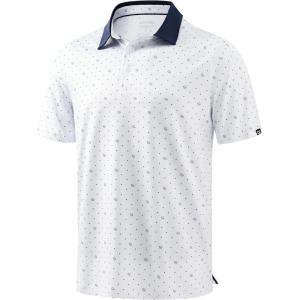 Men’s Golf Polo Shirts Dry Fit Performance Moisture Wicking Casual Print Golf Shirts for Men Breathable(Golf Club Dot)